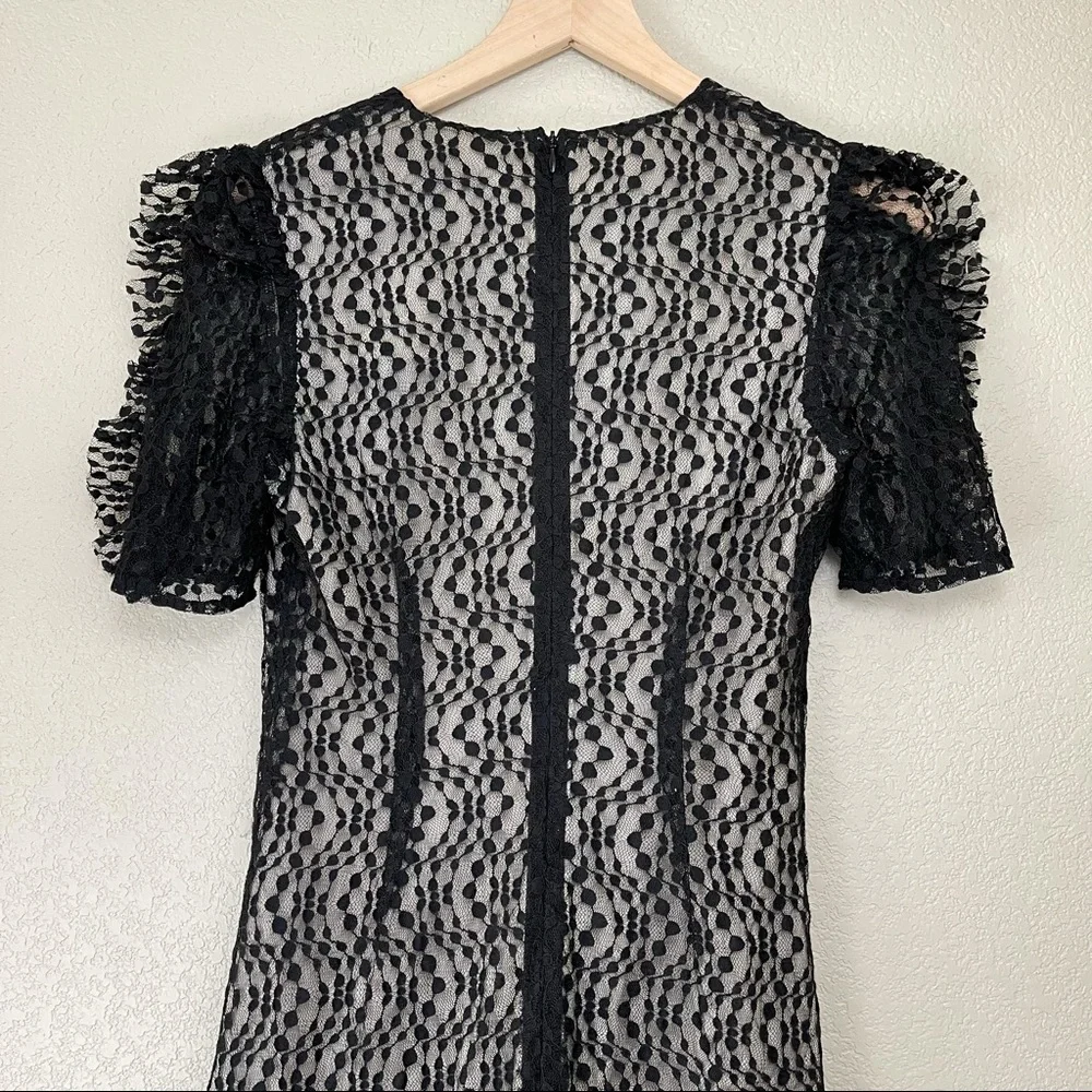 Elliatt Venice Lace Ruffle Ruched Mini Dress Small Cocktail Vneck Frill … - Picture 12 of 12